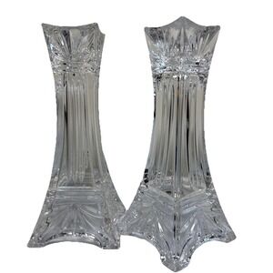 VTG Lot 2 Marquise Waterford Crystal Odyssey Pattern Taper Candle Holders